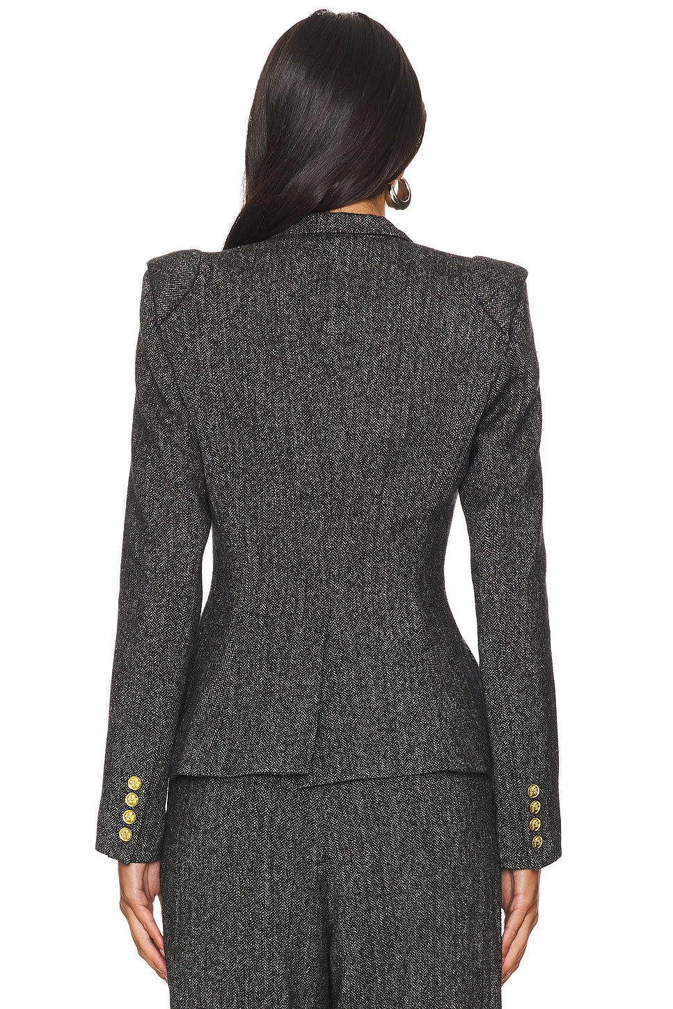 Metal Button Flapped Blazer &  High Waist Pants Set