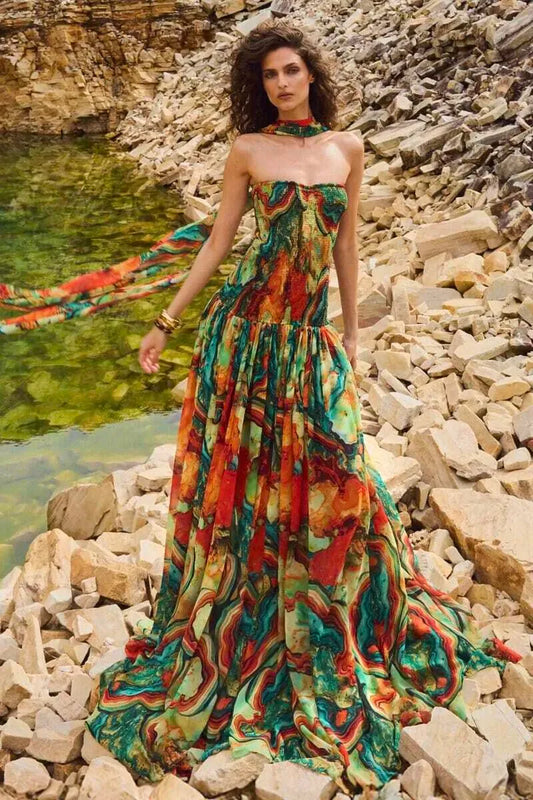 Bohemian Marble Maxi Dress
